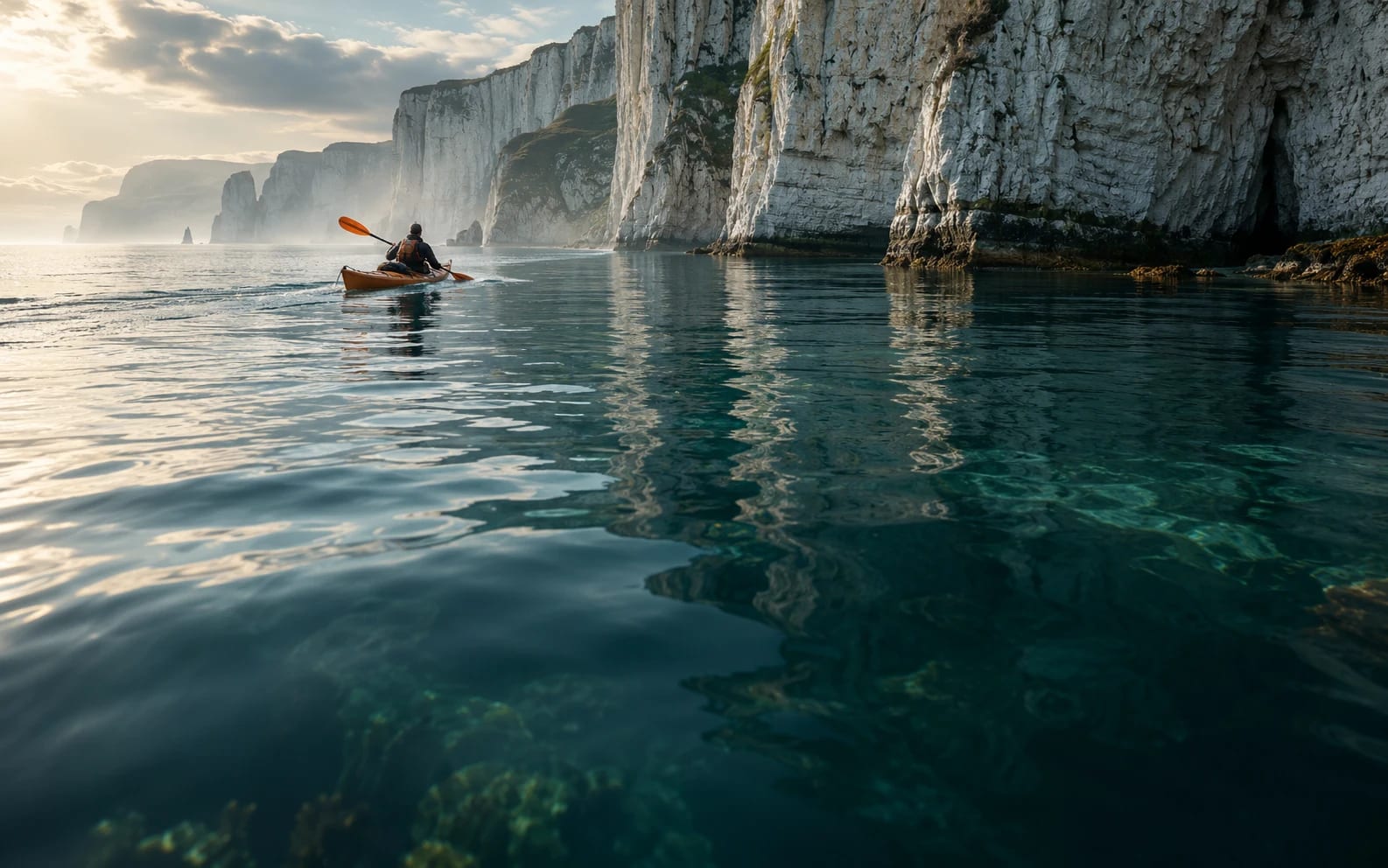 Creator workflow: a search for kayaking beneath the cliffs resolves to a timestamped source recording.